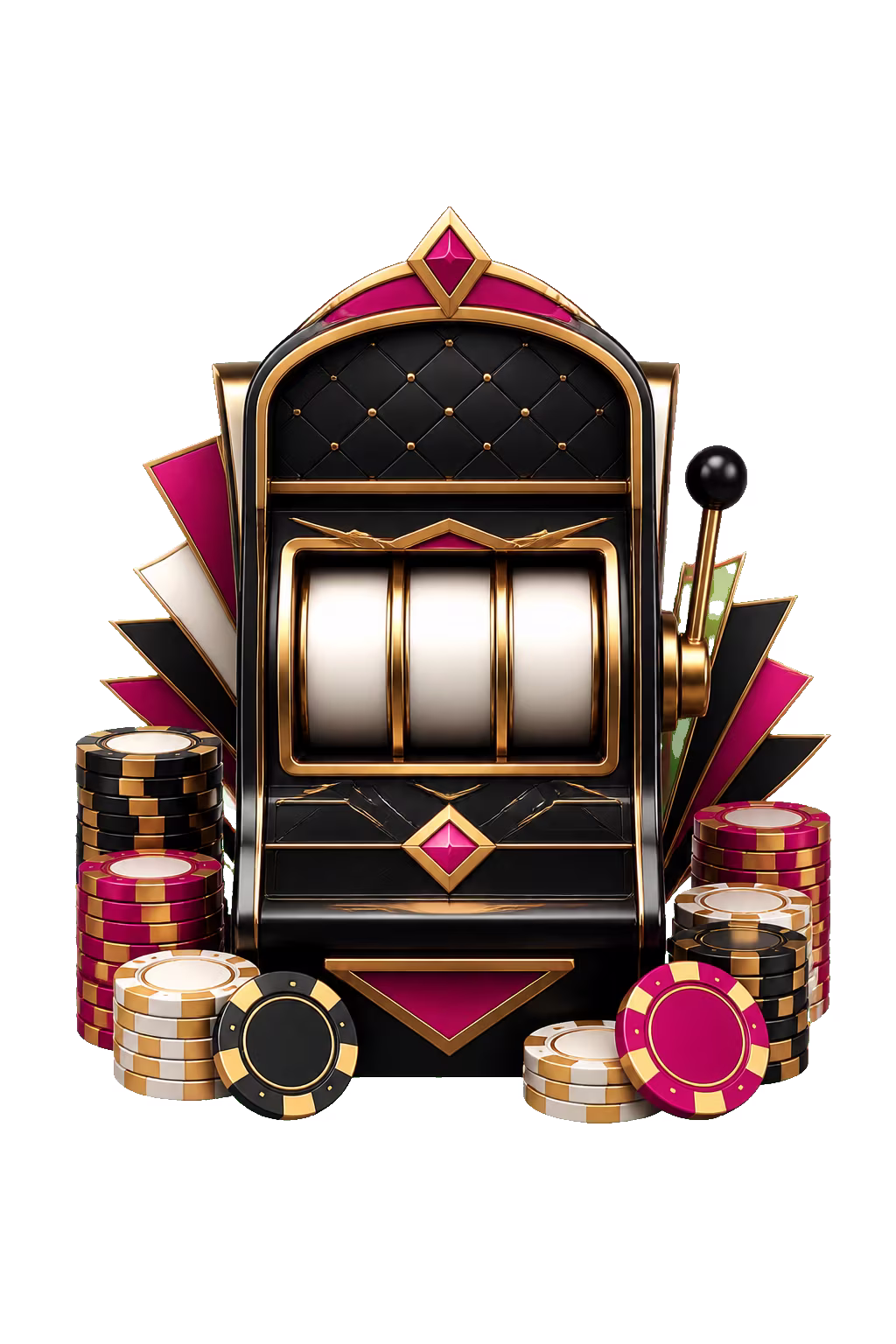 Machine à sous DelOro Casino magenta et or à trois rouleaux